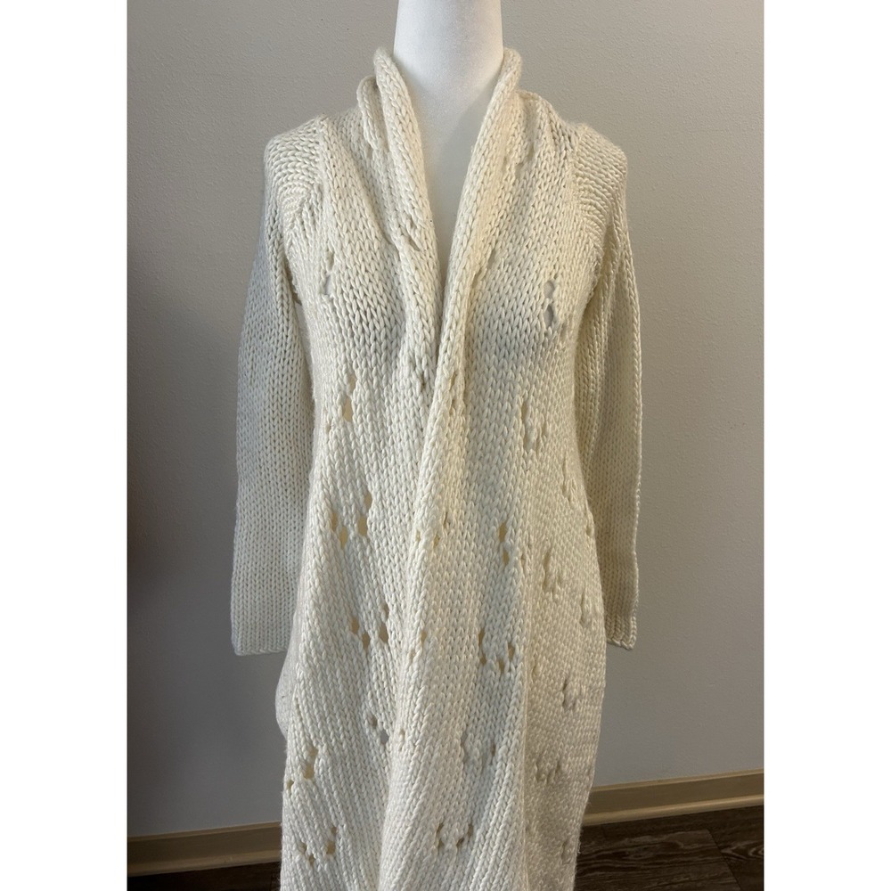 VTG Bebe Open Knit Chunky Wool Blend Cardigan Soft Girl Y2K Cottagecore Boho